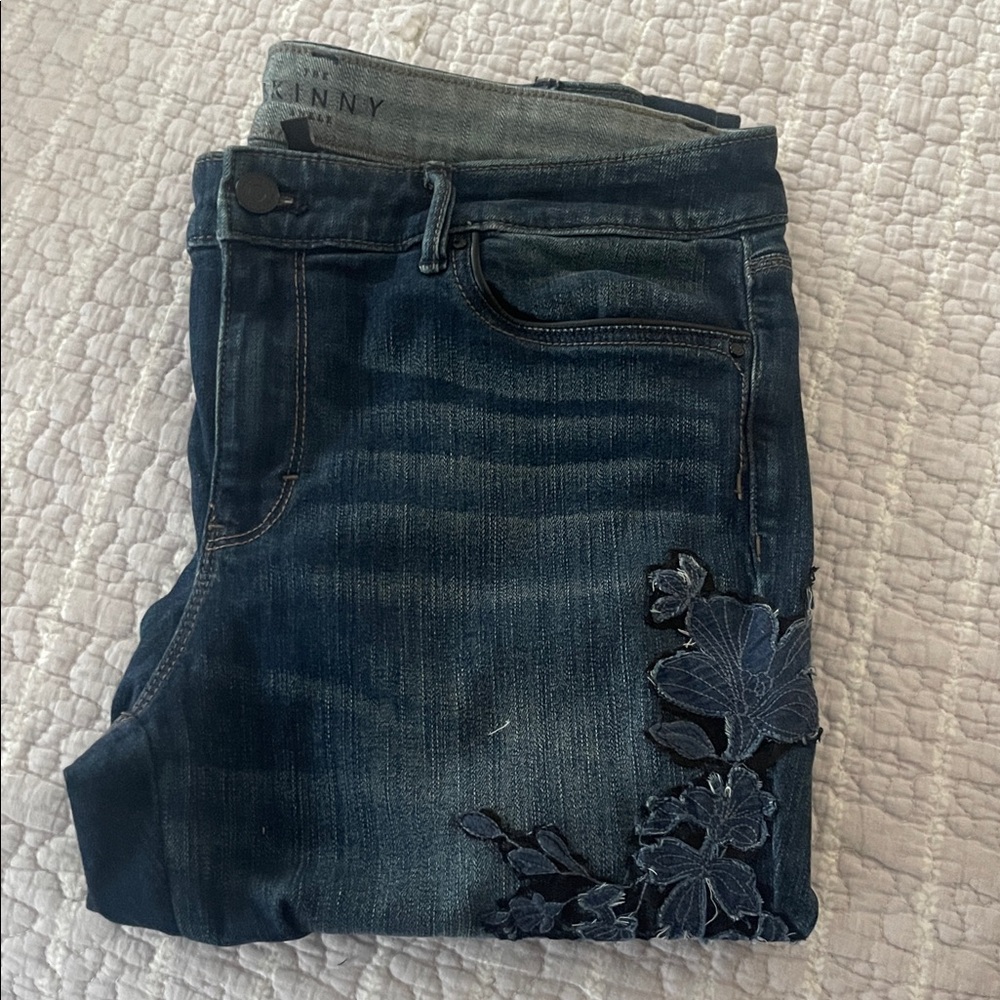 White House Black Market Embroidered Blue Jeans